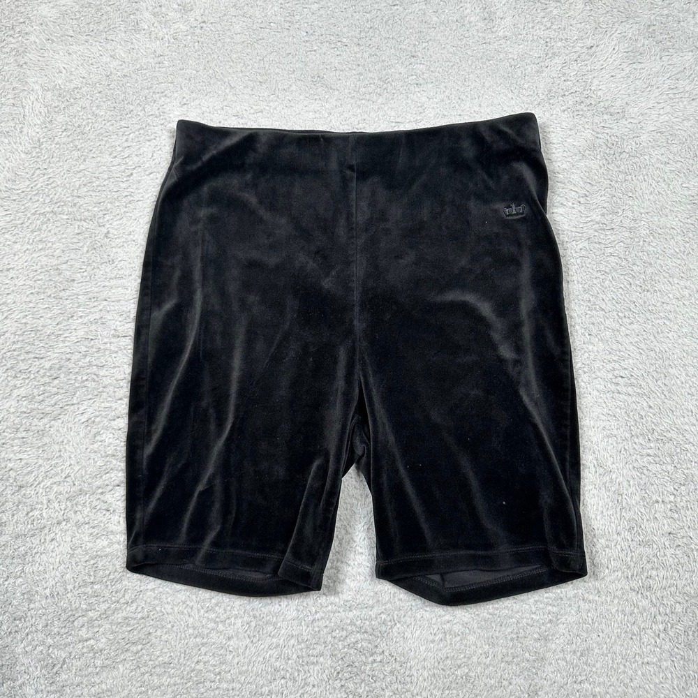 Juicy by‎ Juicy Couture Black Velour Biker Shorts XL Crown Logo Y2K McBling